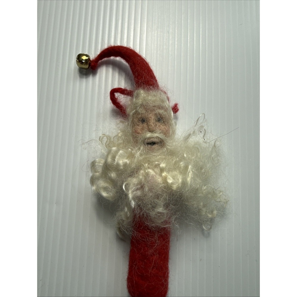 Vintage Felt Santa Claus Hanging Christmas Ornament 8"